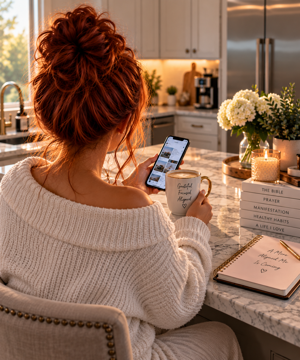 Christian woman reflecting with Scripture and faith-centered resources