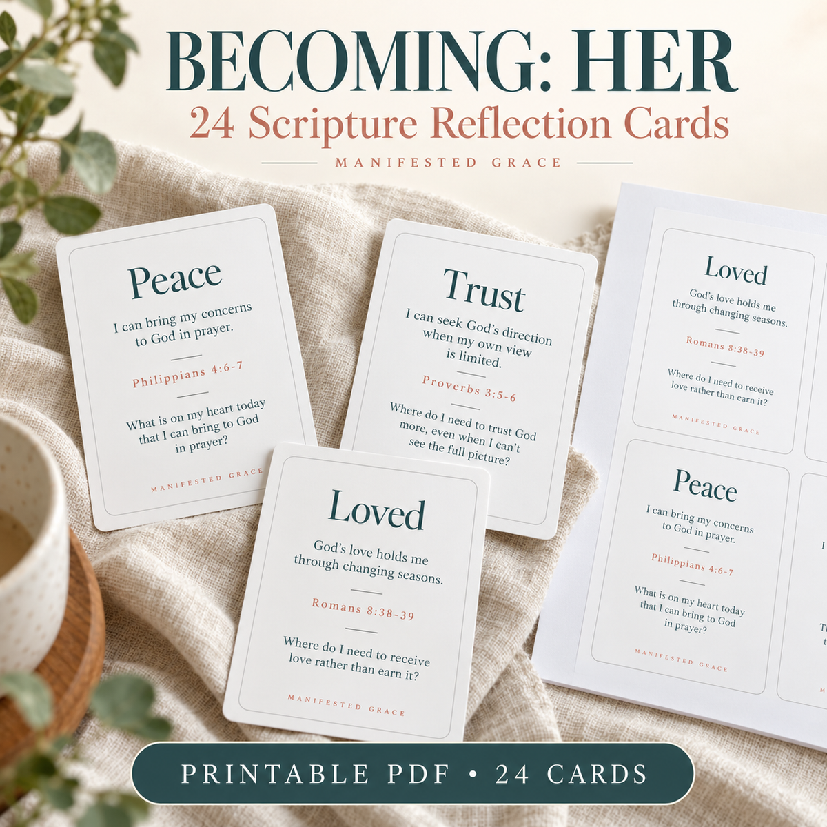 Becoming Her 24 Scripture Reflection Cards printable PDF